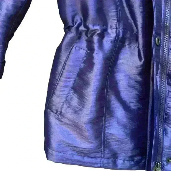 Coldwater Creek Lightweight Puffer Raincoat Size M (10-12) Metallic Purple Cozy - Picture 10 of 15